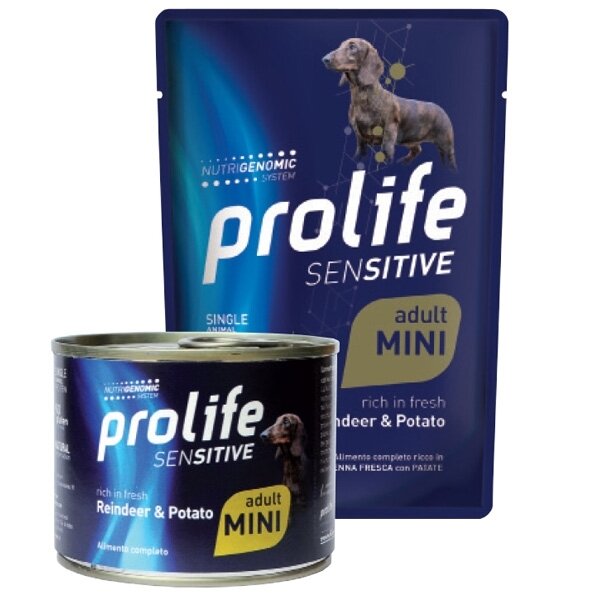 Prolife Sensitive Renne Con Patate Cibo Umido Per Cani Adulti Taglia Piccola Bustina 100g-1