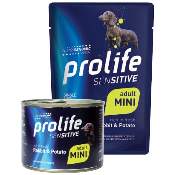 Prolife Sensitive Coniglio Con Patate Cibo Umido Per Cani Adulti Taglia Mini Bustina 100g-1