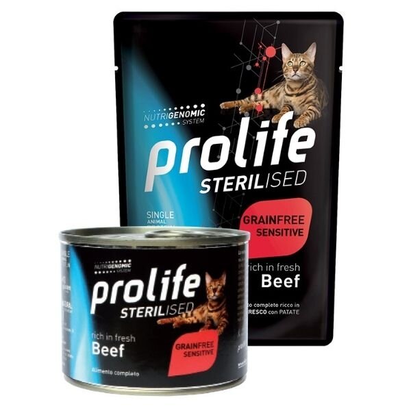 Prolife Sterilised Manzo Fresco E Patate Cibo Umido Per Gatti Adulti Lattina 200g-1