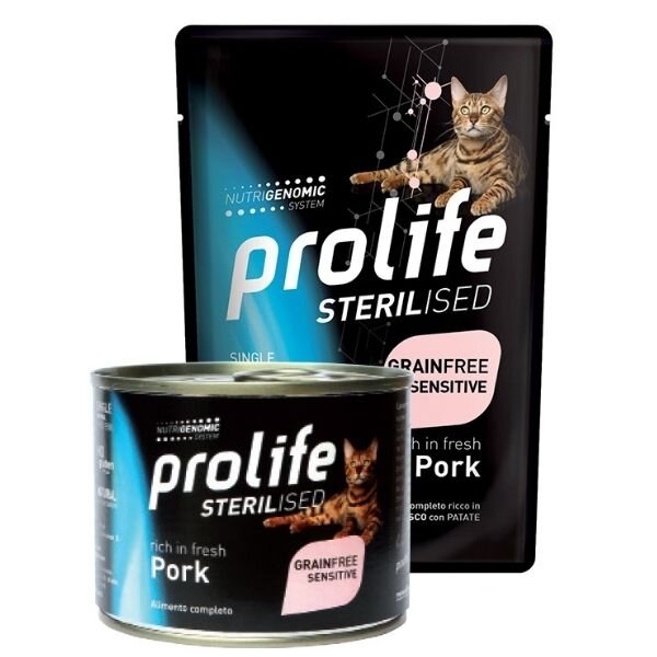 Prolife Sterilised Maiale Fresco E Patate Cibo Umido Per Gatti Adulti Lattina 200g-1