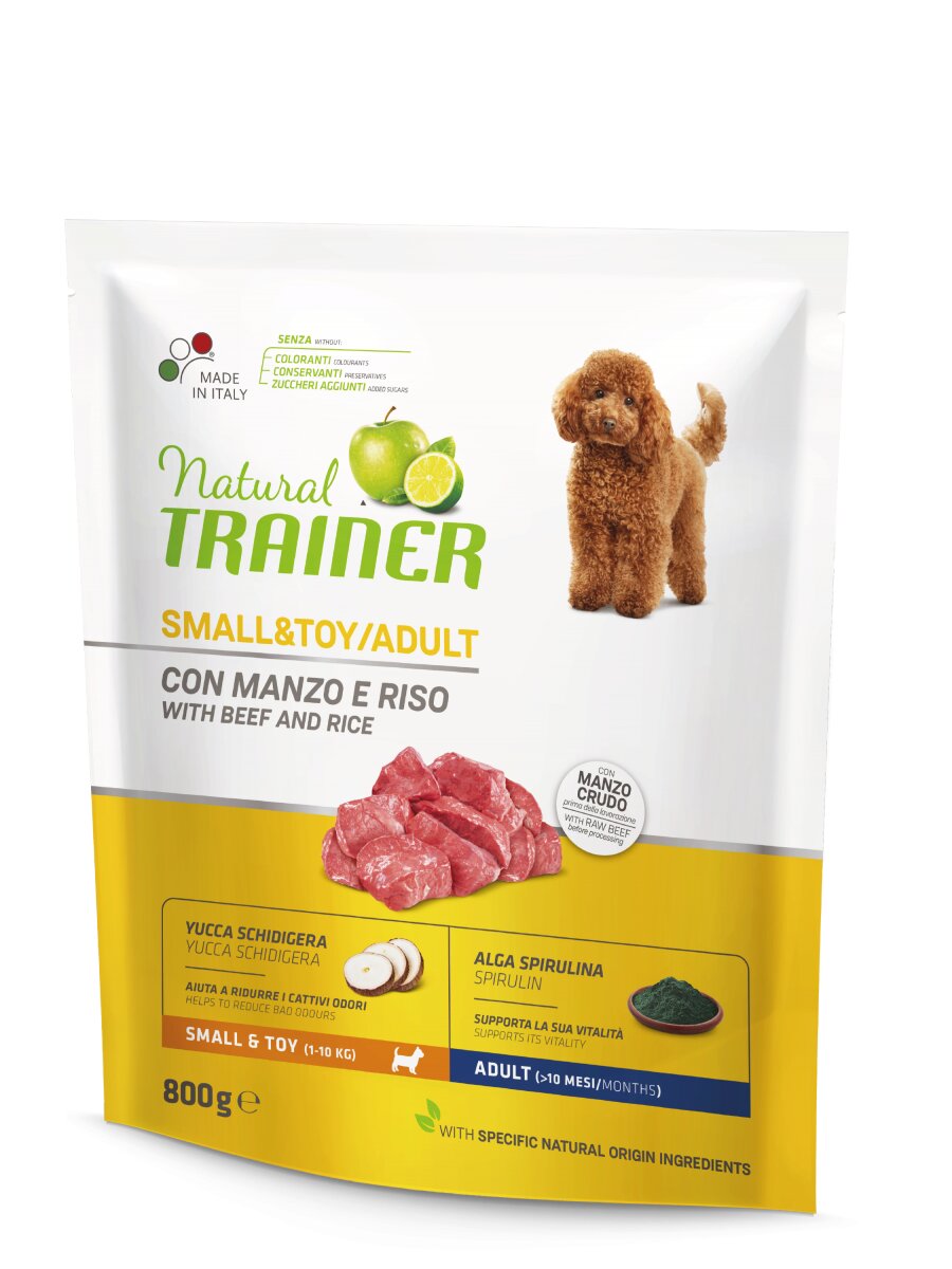 Natural Trainer Crocchette Manzo/Riso Per Cani Adulti Taglia Piccola Sacco 800g-2