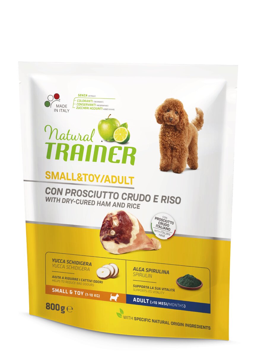 Natural Trainer Crocchette Prosciutto Crudo/Riso Per Cani Adulti Taglia Piccola Sacco 800g-2