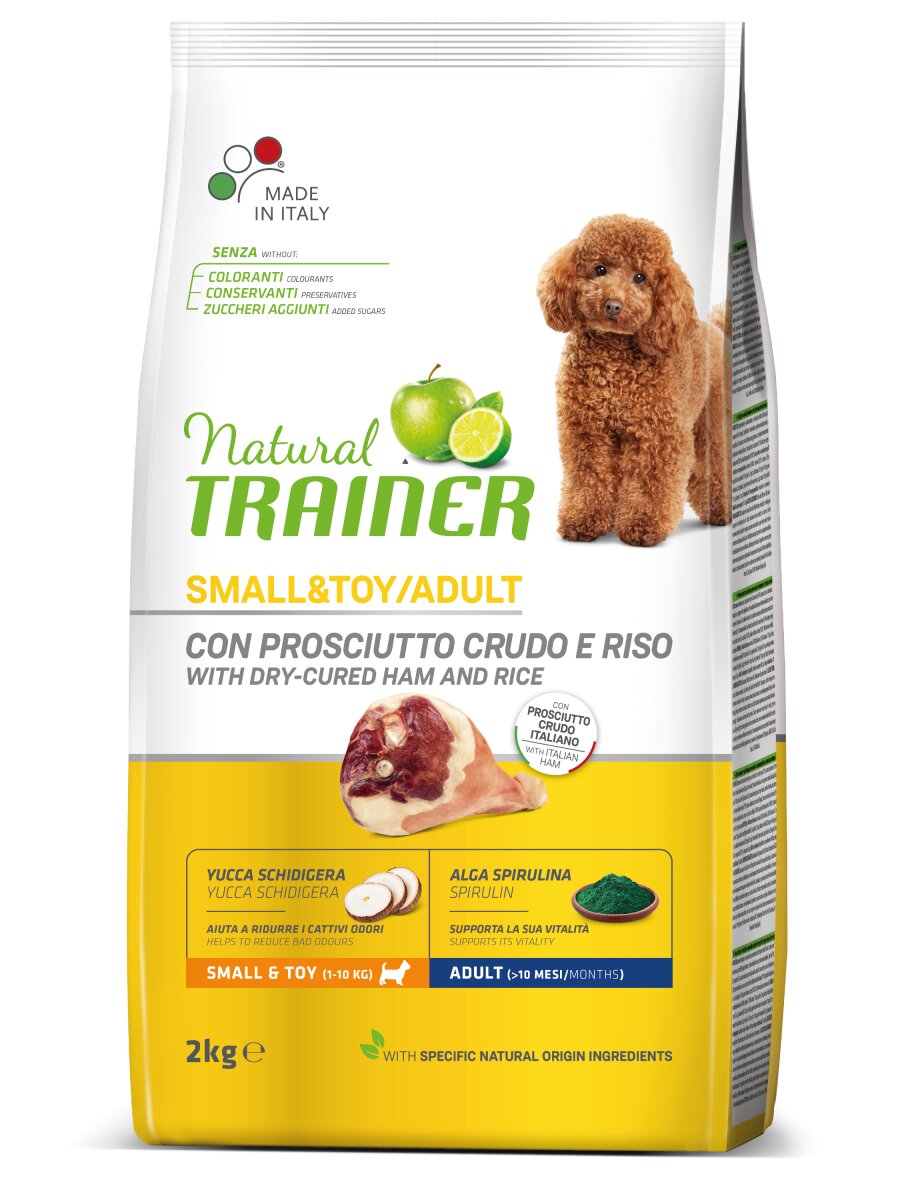 Natural Trainer Crocchette Prosciutto Crudo/Riso Per Cani Adulti Taglia Piccola Sacco 2g-2
