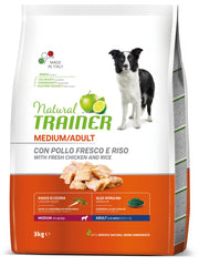 Natural Trainer Crocchette Pollo Fresco/Riso/Alga Spirulina Per Cani Adulti Taglia Media Sacco 3kg-2