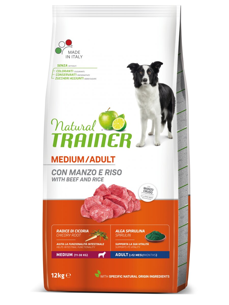 Natural Trainer Crocchette Manzo/Riso Per Cani Adulti Taglia Media Sacco 12kg-2
