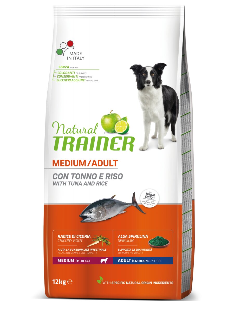 Natural Trainer Crocchette Tonno/Riso/Alga Spirulina Per Cani Taglia Media Sacco 12kg-2