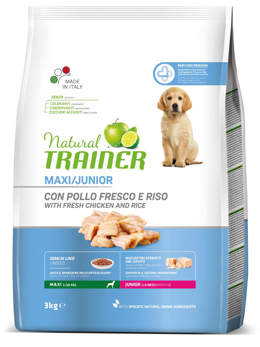 Natural Trainer Crocchette Al Pollo Fresco Per Cuccioli Taglia Grande <24Mesi Sacco 3kg-2