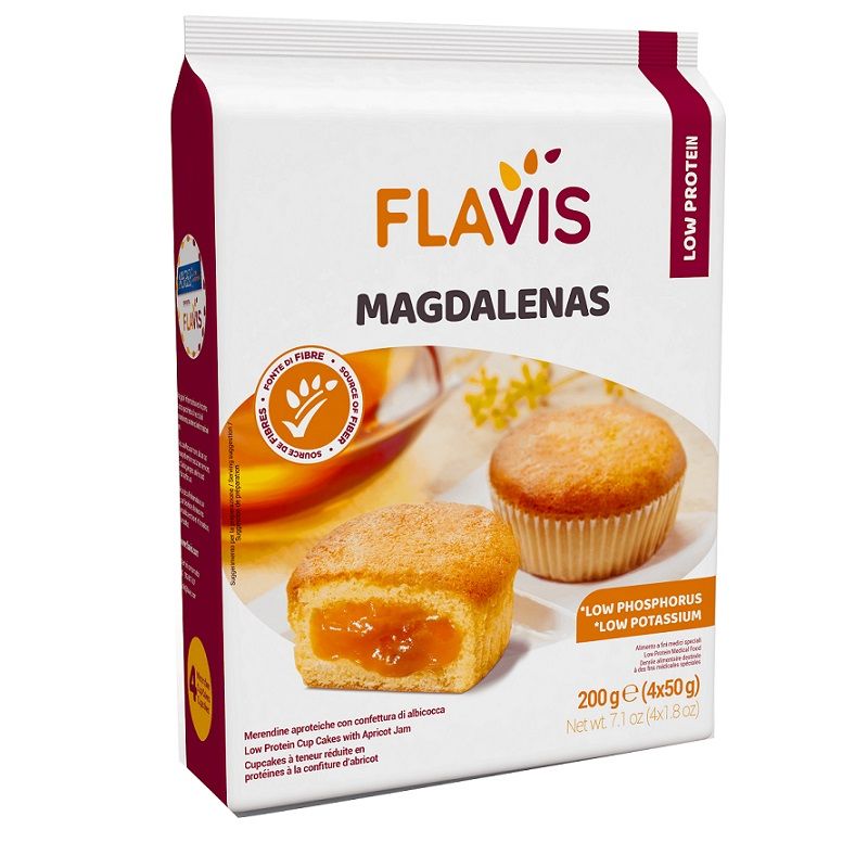 Flavis Magdalenas merendine aproteiche con confettura di albicocca 4x50g-1