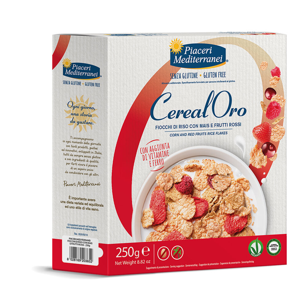 Piaceri Mediterranei Cereal Oro Fiocchi di Riso e Frutti Rossi Senza Glutine 250g-2