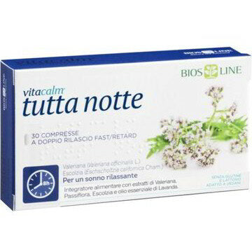 Biosline VitaCalm Tutta Notte con Melatonina per sonno e rilassamento 30 compresse-2