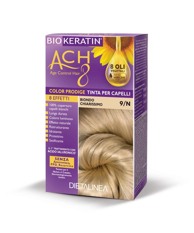 Dietalinea biokeratin ach8 tinta per capelli 9/n biondo chiarissimo-1