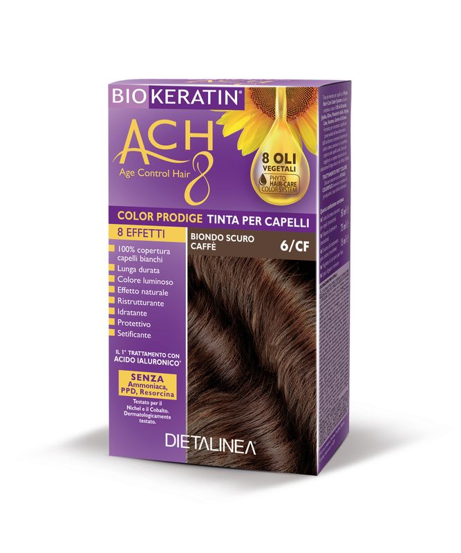Dietalinea biokeratin ach8 tinta per capelli 6/cf biondo scuro caffe'-1