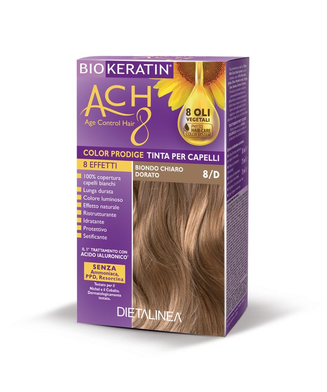 Dietalinea biokeratin ach8 tinta per capelli 8/d biondo chiaro dorato-1