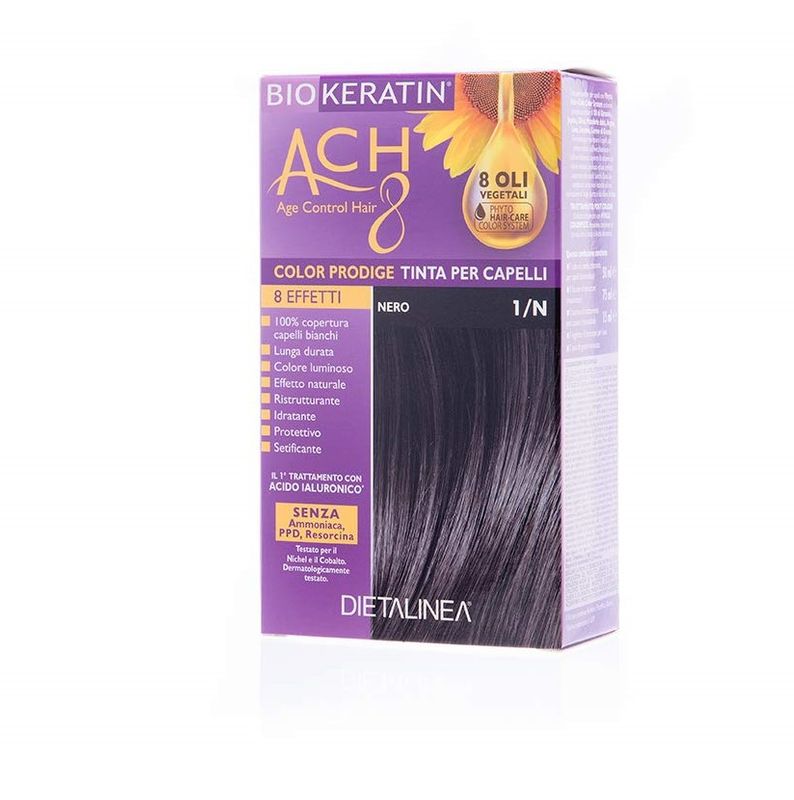 Dietalinea biokeratin ach8 tinta per capelli 1/n nero-1