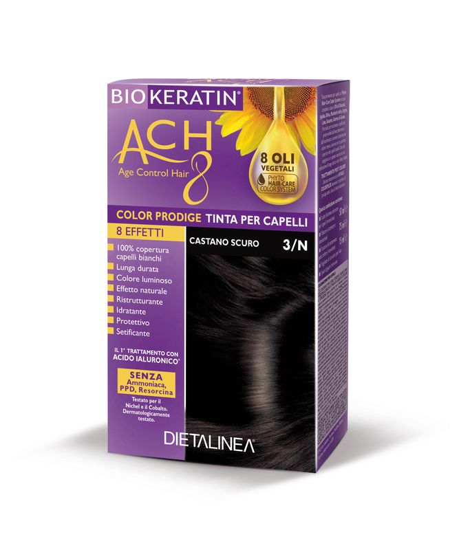 Dietalinea biokeratin ach8 tinta per capelli 3/n castano scuro-1