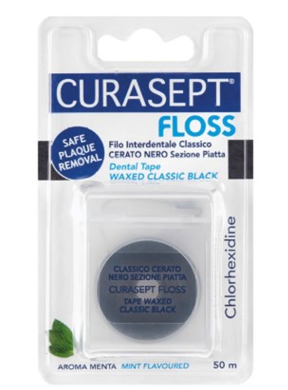 Curasept Floss filo interdentale cerato nero con aroma menta 50m-1