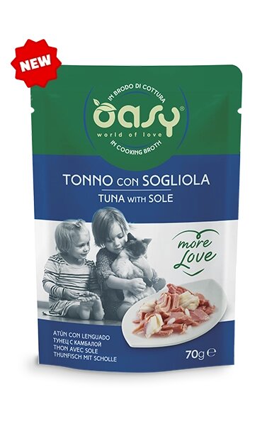 Oasy Wet Cat More Love Tonno Sogliola Per Gatti Adulti Busta 70g-1