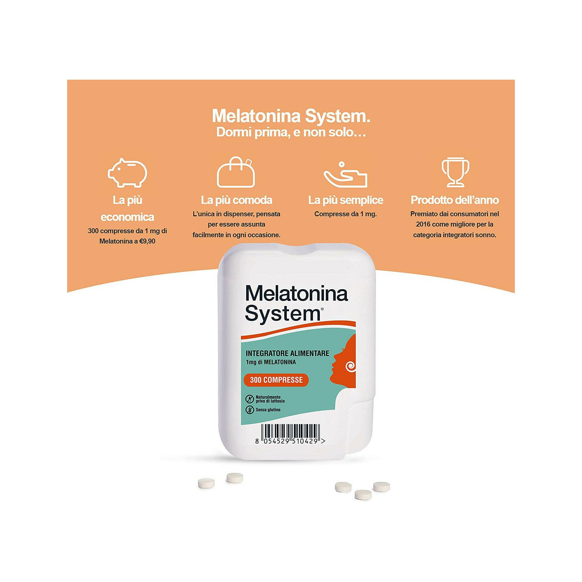 Melatonina System Utile Per Combattere Stree e Insonnia 300 Compresse-3
