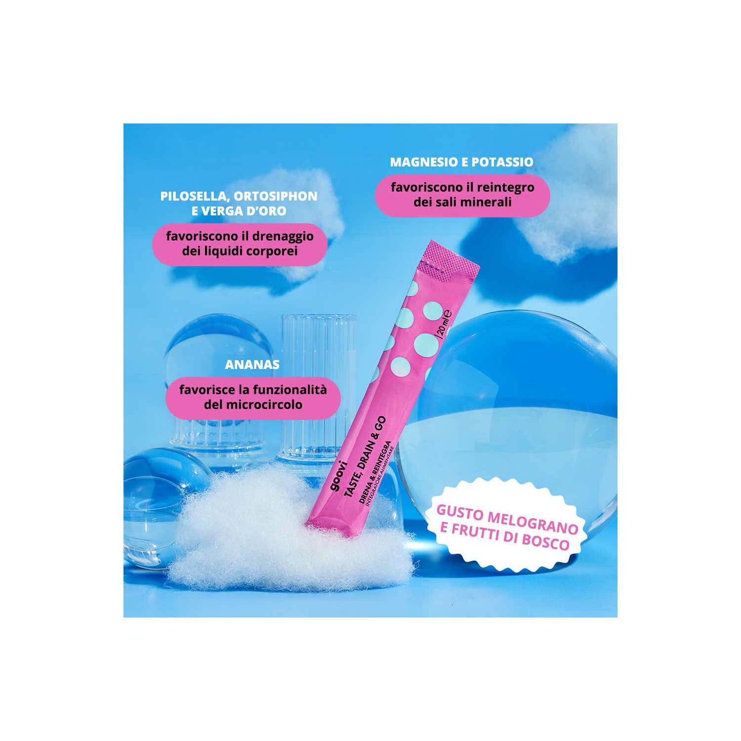 Goovi Taste Drain & Go Drenante Melograno e Frutti Di Bosco 24 Stick-4