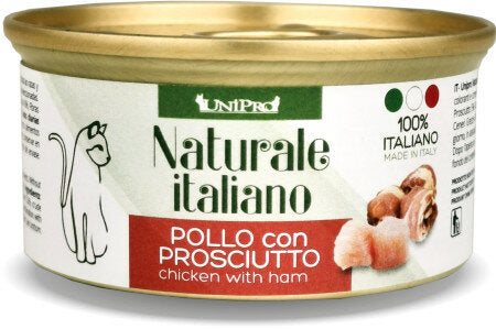 Unipro Naturale Italiano Cibo Umido Pollo Con Prosciutto Per Gatti Adulti Scatoletta 85g-2