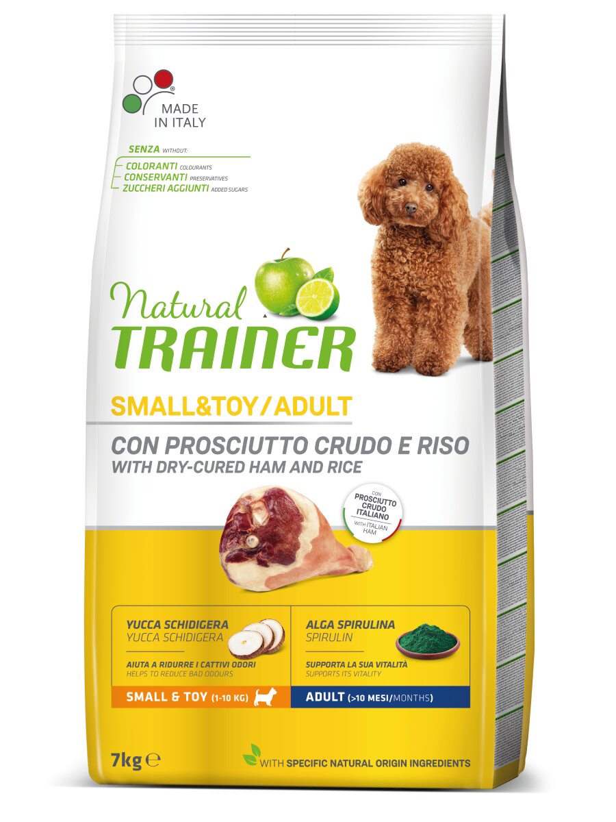 Natural Trainer Crocchette Prosciutto Crudo/Riso Per Cani Adulti Taglia Piccola Sacco 7kg-2