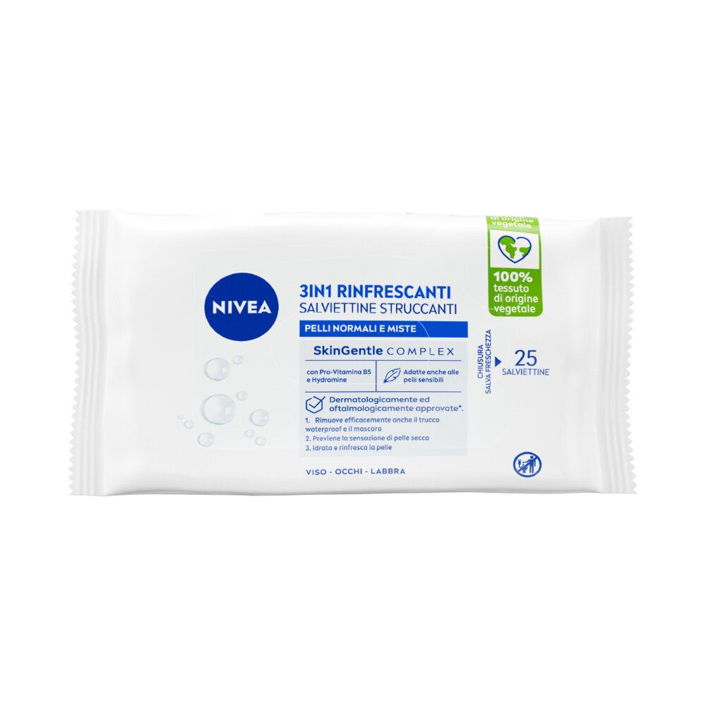 Nivea Salviettine Struccanti 3in1 Rinfrescanti Salviette Struccanti Pelli Normali E Miste 25 Pezzi-2