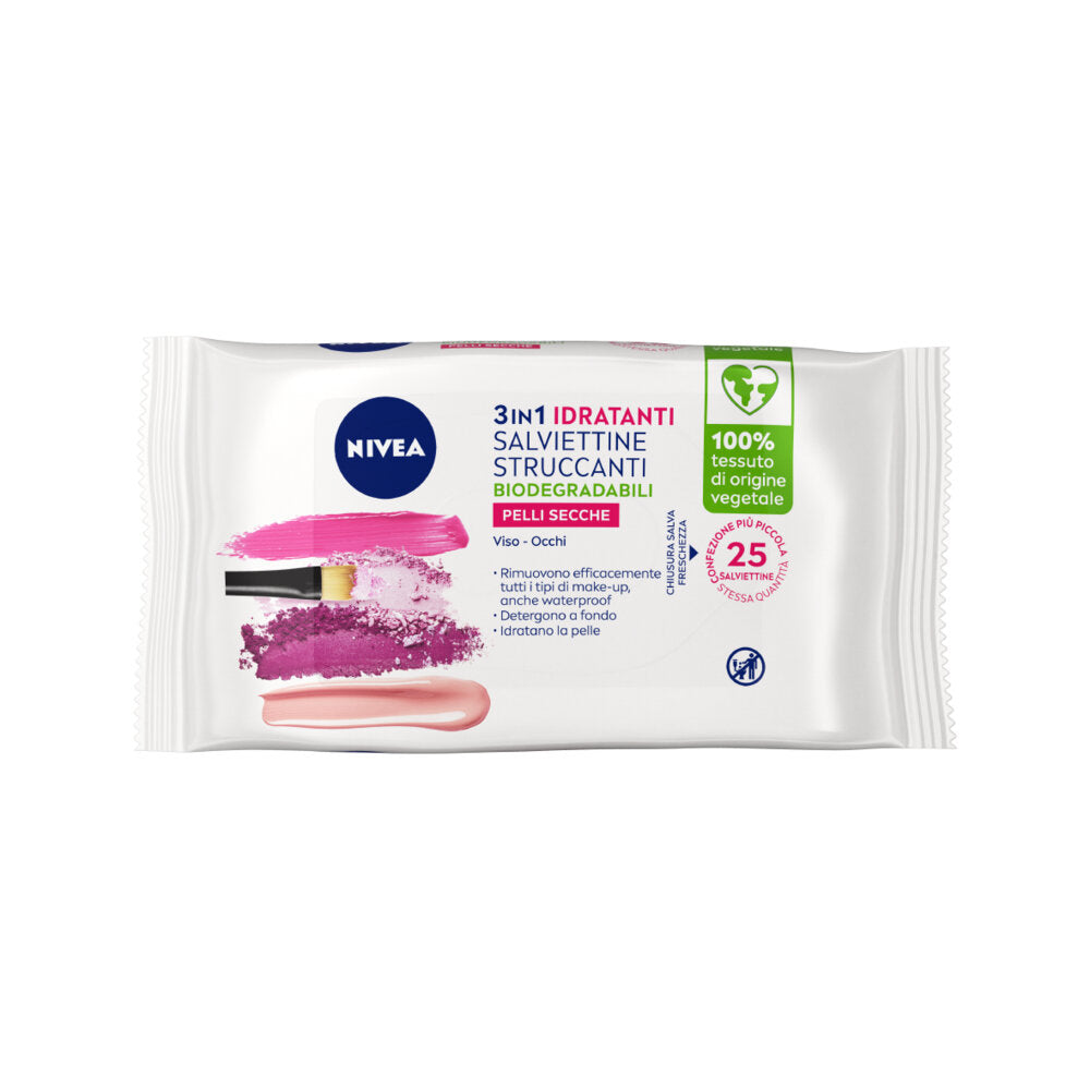 Nivea Salviettine Struccanti 3in1 Idratanti Salviette Struccanti per Pelli Secche 25 Pezzi-12
