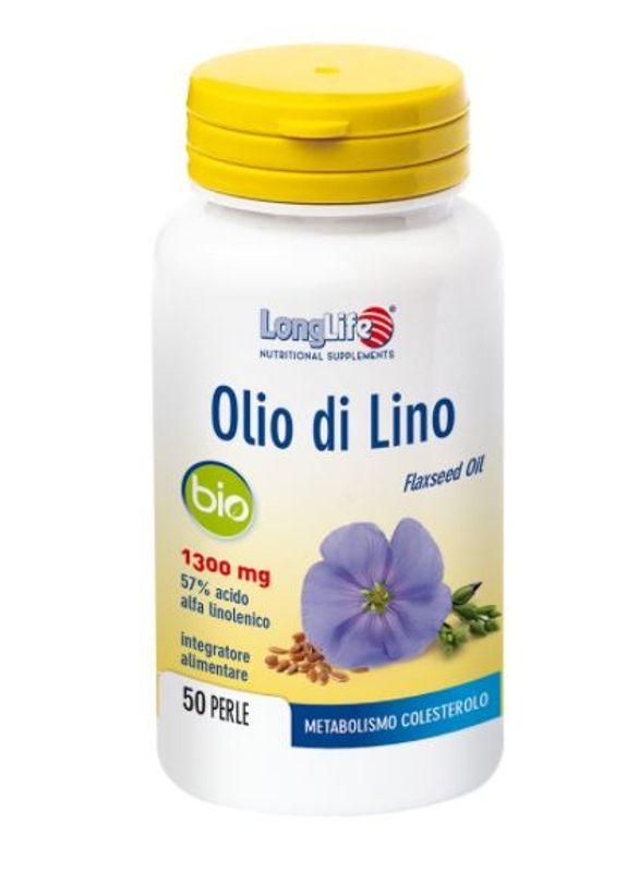 Longlife Olio di Lino Bio 1300mg metabolismo colesterolo 50 perle-1