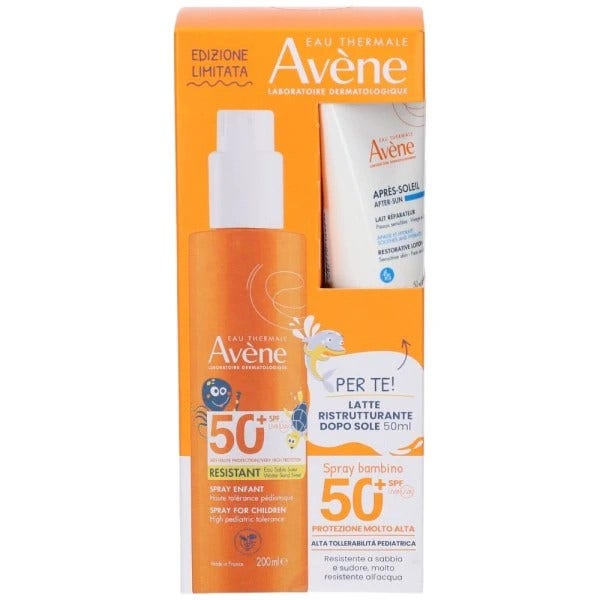 Eau Thermale Avene Solare Spray Bambino Spf50+ 200 ml + Ristrutturante Doposole 50 ml-1