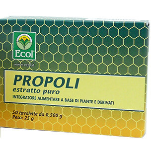 Ecol Propoli estratto puro 50% raffreddore e mal di gola 50 tavolette-2