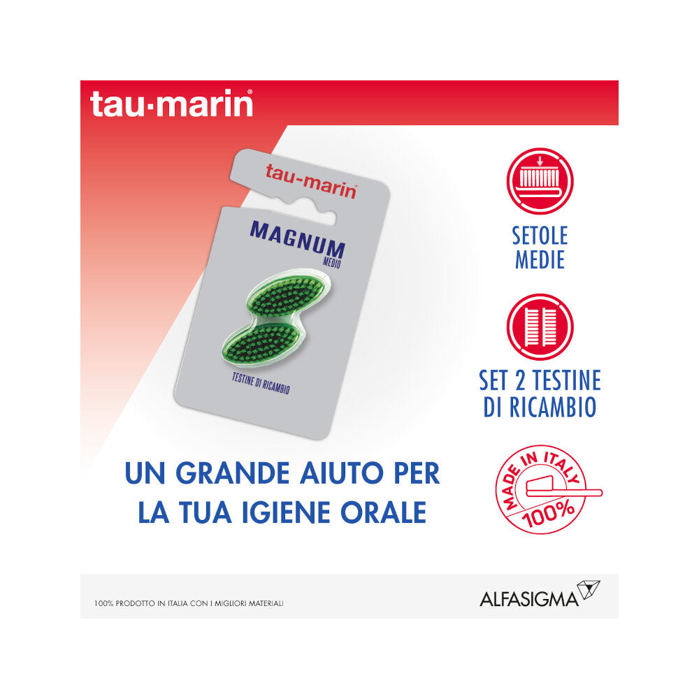 Taumarin Testina di ricambio per spazzolino Magnum Medio 2 pezzi-3