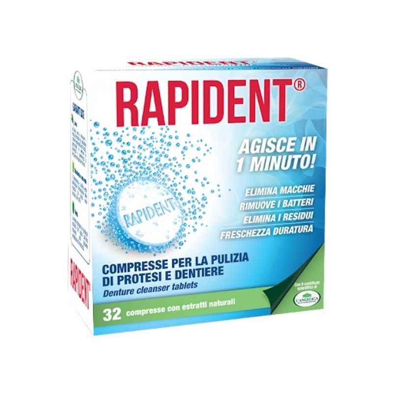 Rapident per la pulizia di protesi e dentiere compresse 32 pezzi-1