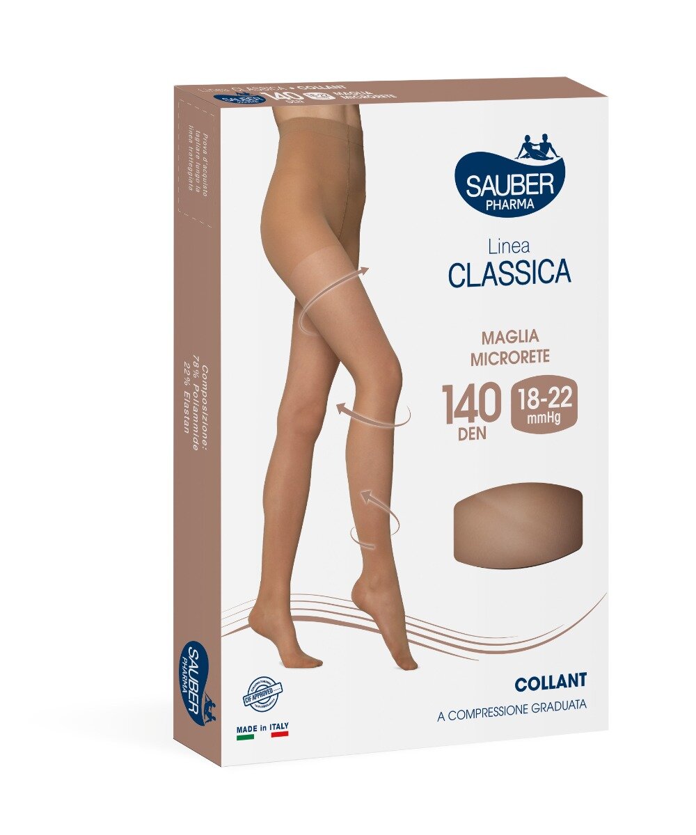 Sauber Collant 140 Denari Maglia Microrete Neutro Beige 2 Linea Classica-2