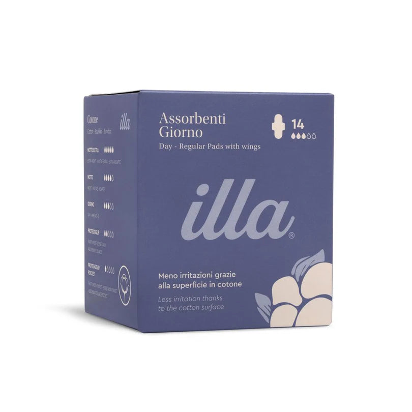 Illa care assorbenti giorno con ali 100% puro cotone 14 pezzi