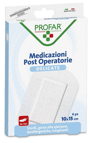 Medicazione Post Operatoria Sterile Garza Antiaderente 10x15 cm 4 Pezzi Profar-0