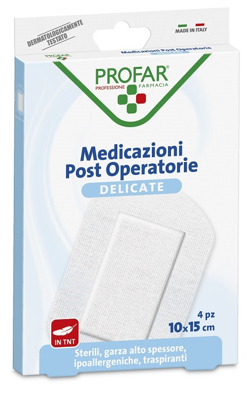 Medicazione Post Operatoria Sterile Garza Antiaderente 10x15 cm 4 Pezzi Profar-0