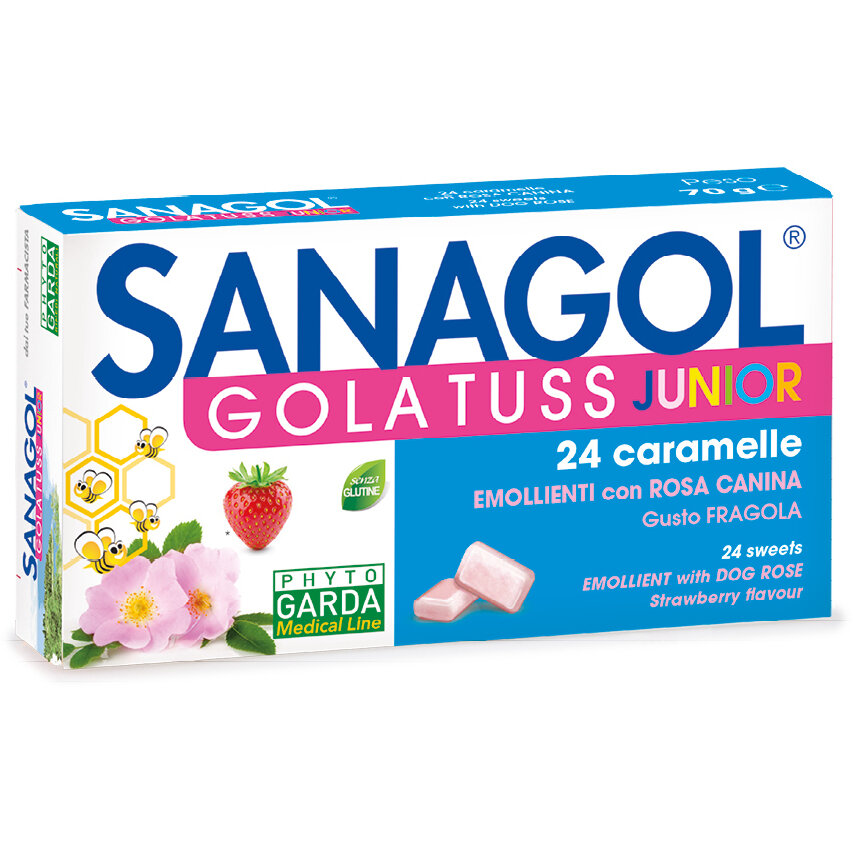 Sanagol Gola Tuss Junior caramelle emollienti gusto fragola 24 pezzi-2