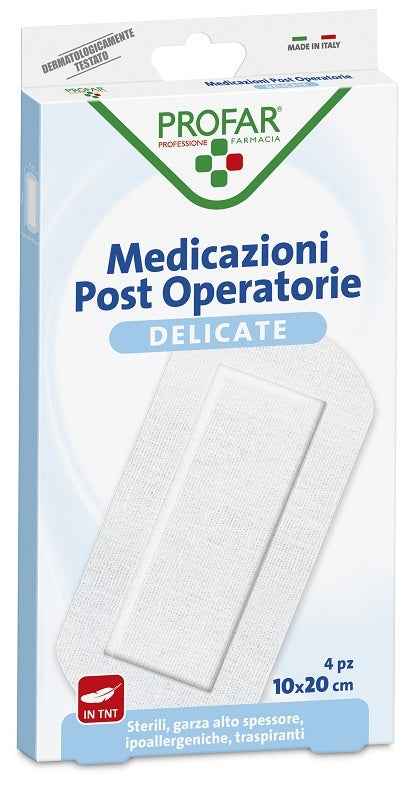 Medicazione Post Operatoria Sterile Garza Antiaderente 10x20 cm 4 Pezzi Profar-0