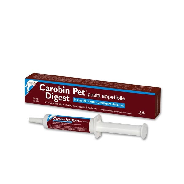 Carobin Pet Digest pasta appetibile siringa con 30 g di pasta.