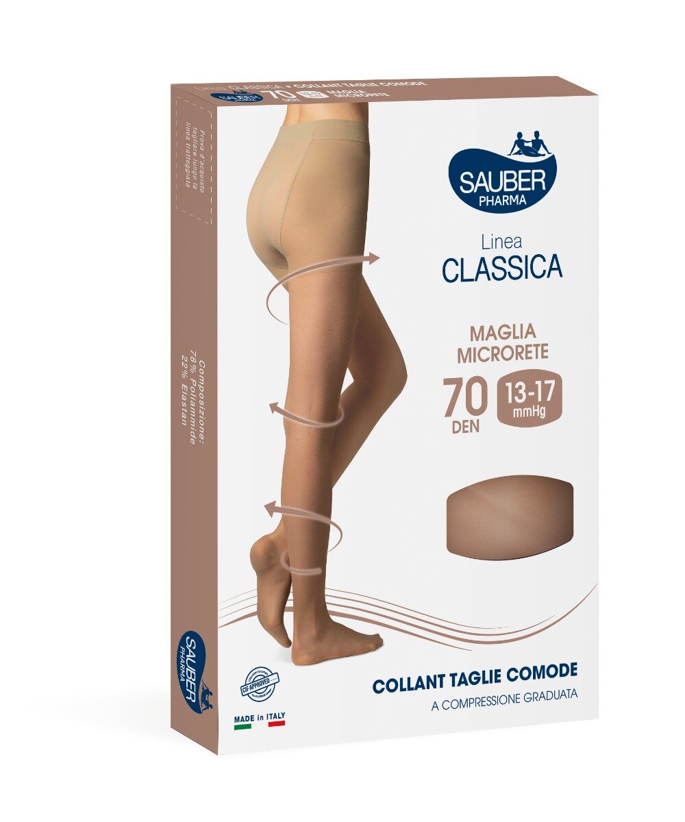 Sauber Linea Classica Collant Taglie Comode 70 Microrete Neutro Beige Taglia 4-2