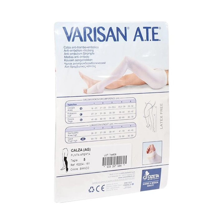 Varisan A.T.E. Calza anti-trombo-embolica punta aperta Taglia 5 Bianco-2