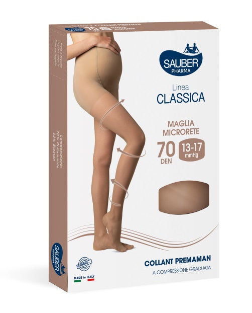 Sauber Collant 70 Denari Premaman Maglia Microrete Neutro Beige 5 Linea Classica-0