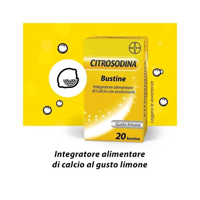 Citrosodina Effervescente Integratore Alimentare Digestivo con Calcio al Limone 20 Bustine-11