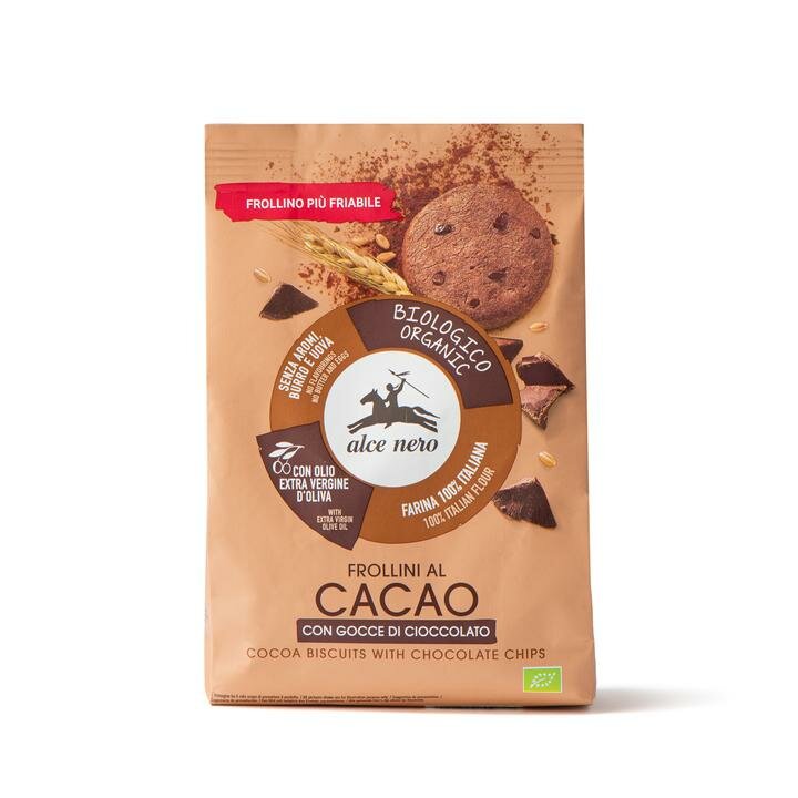Alce Nero Frollini al cacao con gocce di cioccolato biologici 300g-2