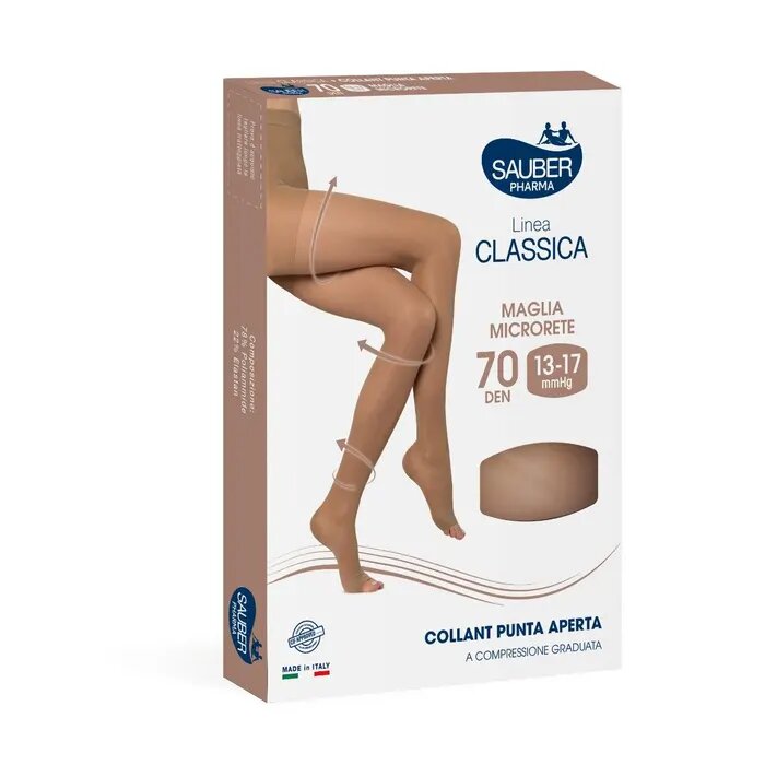 Sauber Linea Classica Collant 70 Den Punta Aperta Nero Taglia 2-1