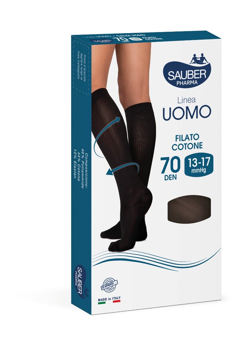 Sauber Uomo Calza Anatomica Filato Cotone 70 Denari Taglia Grande Blu-2