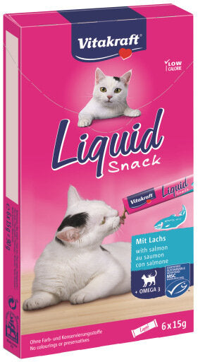 Vitakraft Liquid Snack Gusto Salmone Con Omega 3 Per Gatti Adulti Bustine 6x15g-2