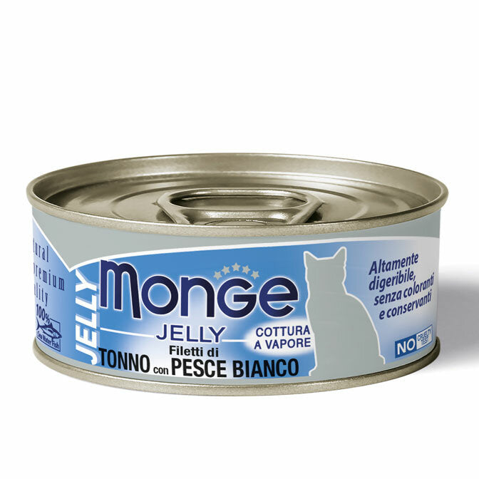 Monge Jelly Filetti di Tonno Del Pacifico E Pesce Bianco Cibo Umido Per Gatti Adulti 80g-2