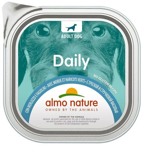 Almo Nature Daily Menu Cibo Umido Merluzzo E Fagiolini Cani Adulti Vaschetta 300g-2