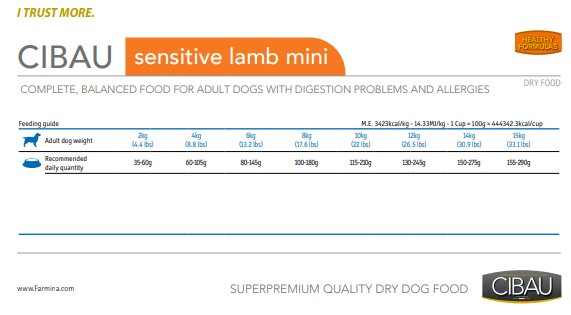 Cibau Adult Mini Sensitive Agnello Per Cani Adulti 2.5kg-1